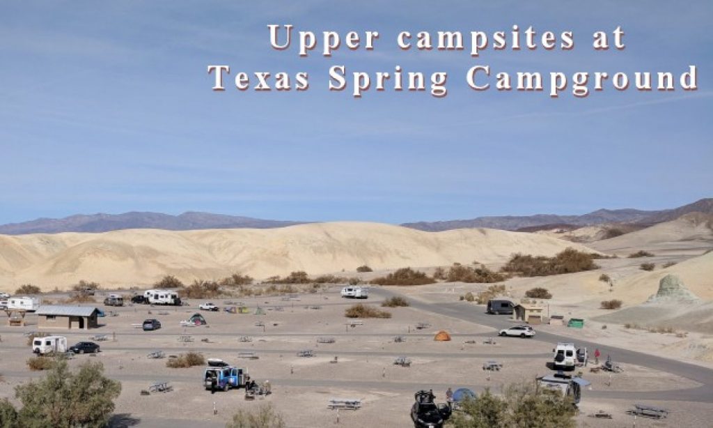 photo showing Upper Texas Spring Campground with a few tents and vans visible