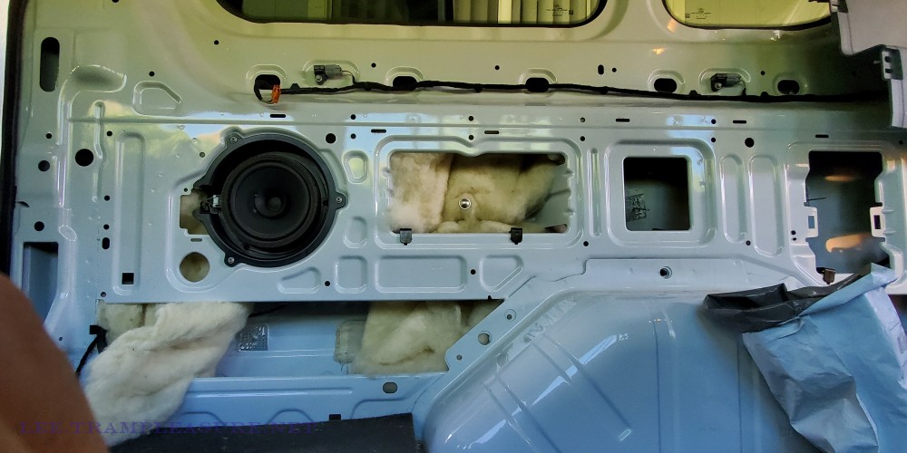 Photo showing passenger side with some of the insulation installed.