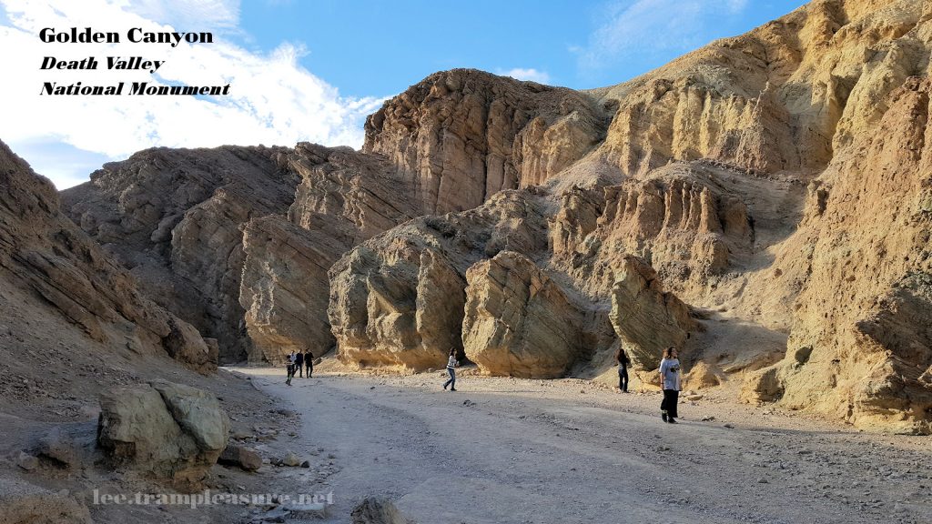 Photo showing a few people in Golden Canyon in Death Valley