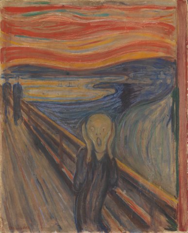 painting showing a person frozen in a scream