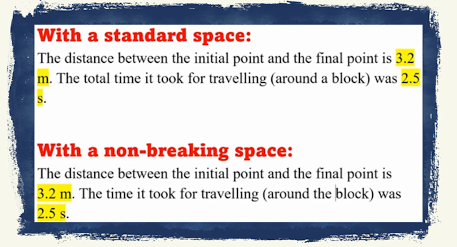 The importance of the non-breaking space in science writing