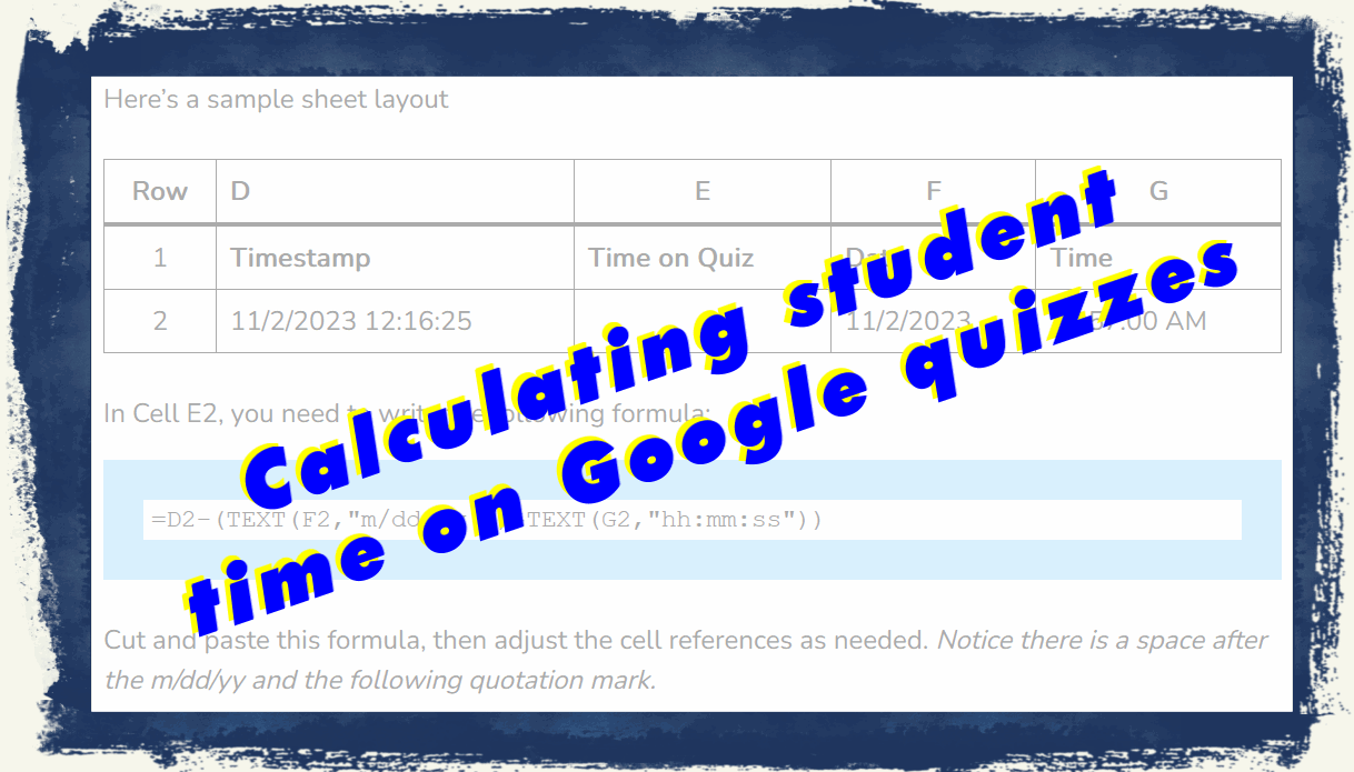 Calculating time taken on a Google Form